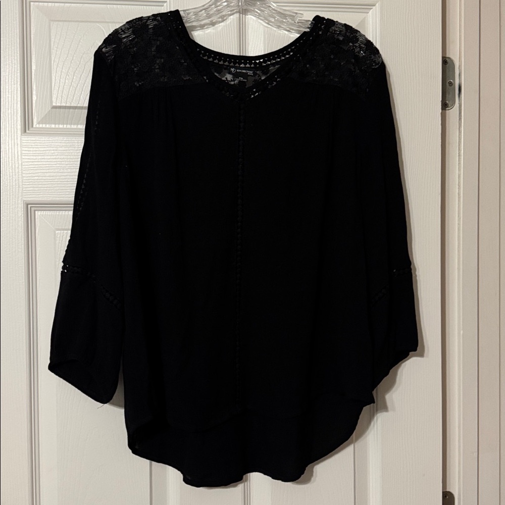 New Directions Black Lace Accent Top